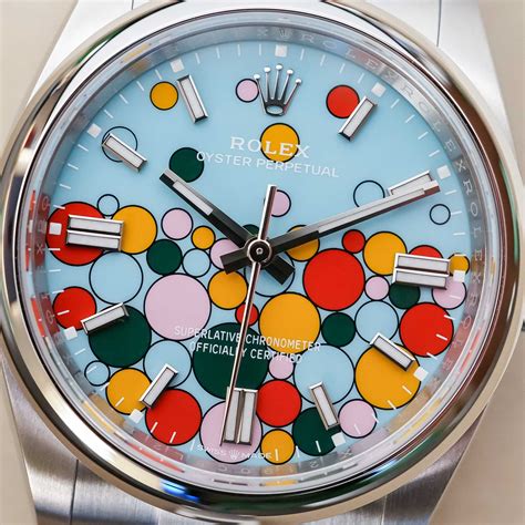 rolex with colorful circles|Rolex oyster bubble perpetual.